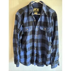Field & Stream - Blue And Black Checkered Flannel Shirt - Size Large Tall